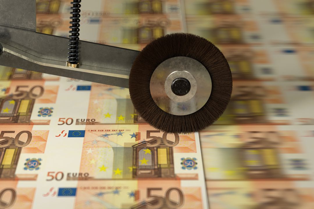 Billetes de 50 euros imprimiéndose. Billetes de 50 euros imprimiéndose.