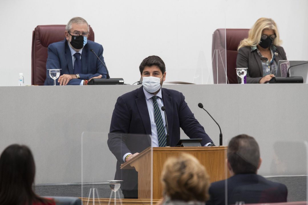 El presidente del Gobierno regional, Fernando López MIras, durante una comparecencia en la Asamblea El presidente del Gobierno regional, Fernando López MIras, durante una comparecencia en la Asamblea