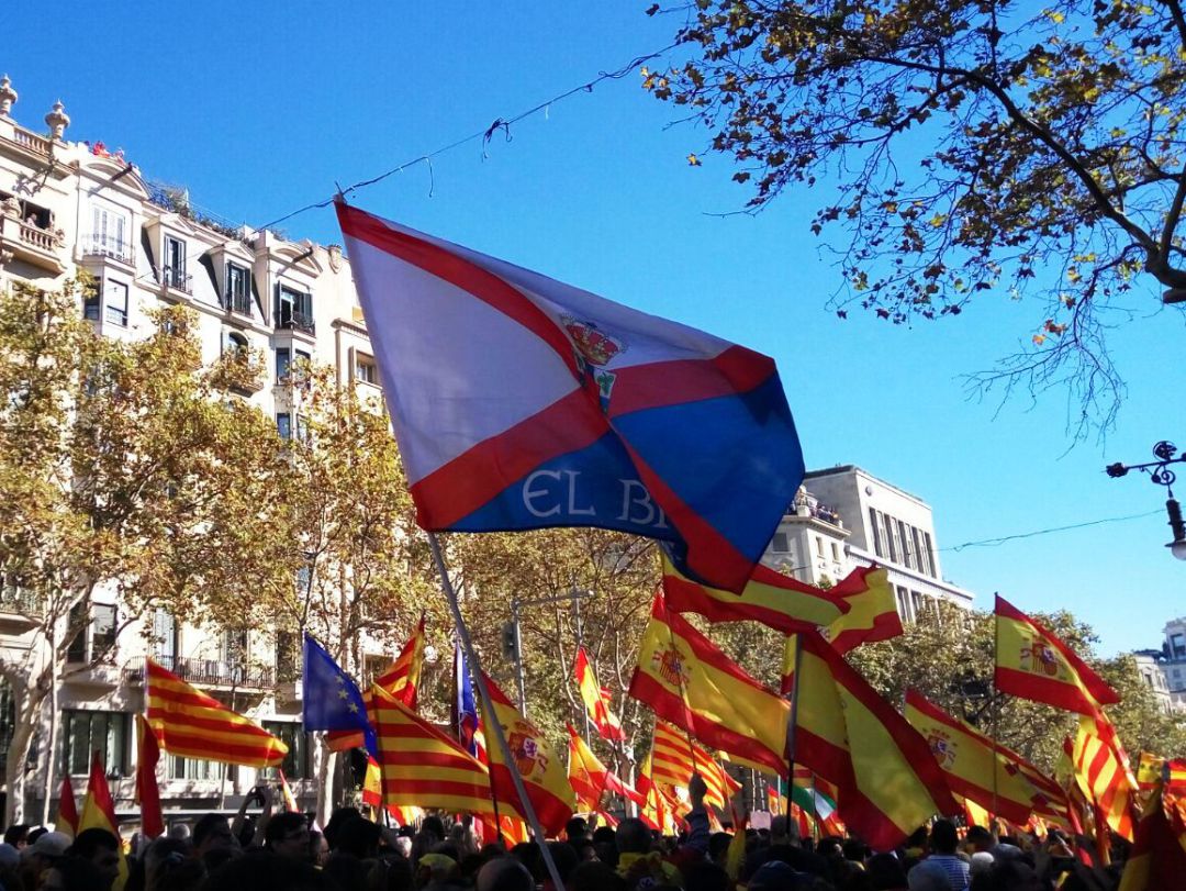 La bandera del Bierzo ondeó en una concentración a favor de la unidad de España La bandera del Bierzo ondeó en una concentración a favor de la unidad de España