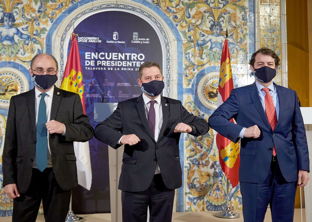 Imagen de la reunión entre Lambán, Page y Mañueco Imagen de la reunión entre Lambán, Page y Mañueco