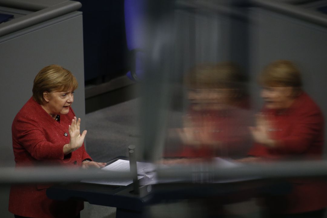 Angela Merkel, durante una conferencia en el Bundestag Angela Merkel, durante una conferencia en el Bundestag