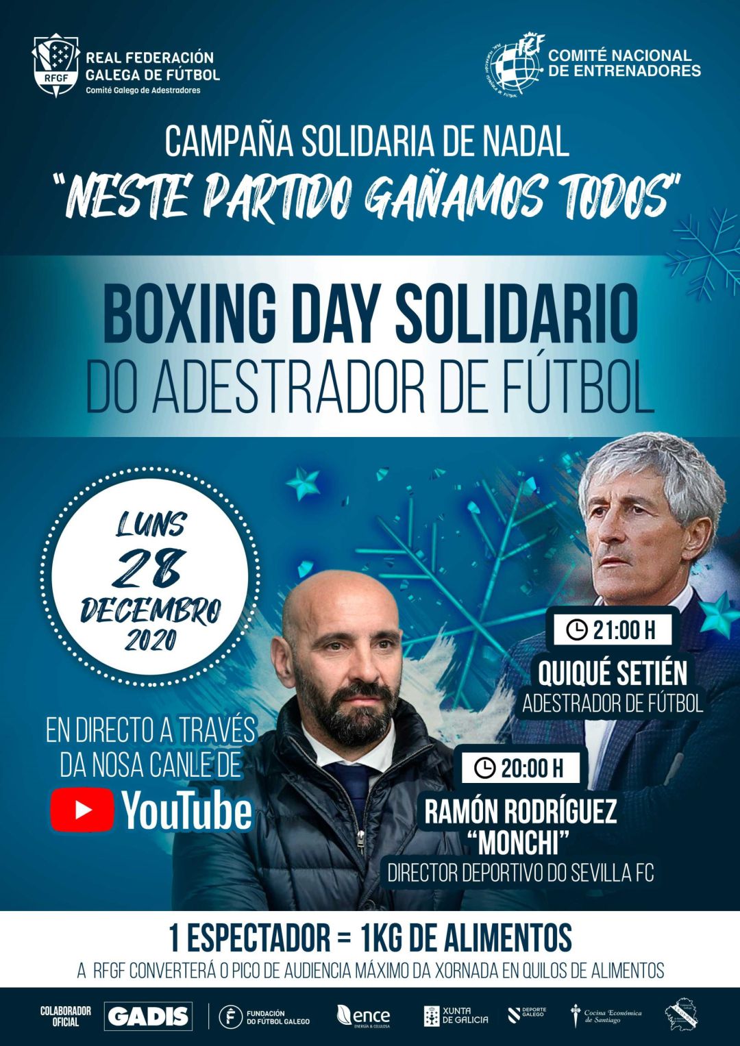 Monchi e Quique Setién, protagonistas o 28 de decembro no Boxing Day Solidario da RFGF Monchi e Quique Setién, protagonistas o 28 de decembro no Boxing Day Solidario da RFGF