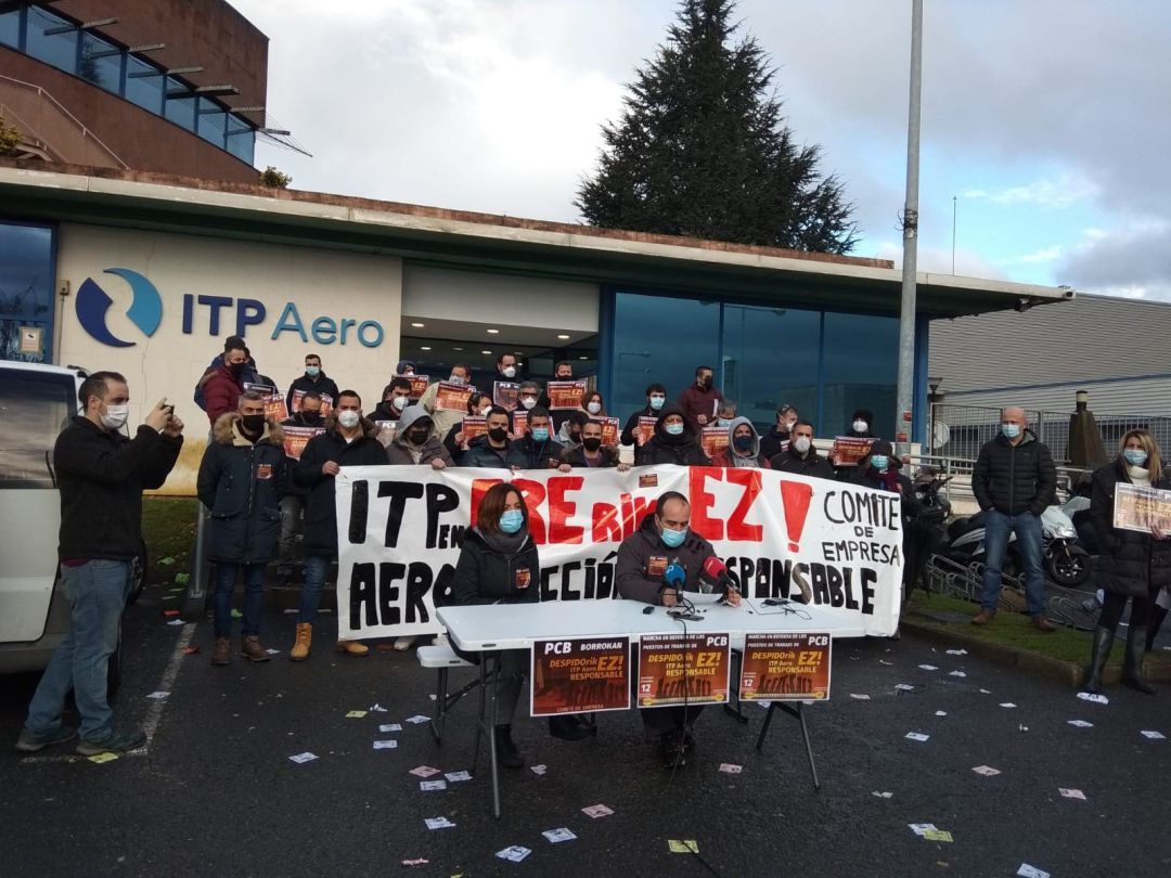 Trabajadores de ITP Aero Casting de Sestao y Barakaldo durante una movilización contra el ERE planteado por la empresa Trabajadores de ITP Aero Casting de Sestao y Barakaldo durante una movilización contra el ERE planteado por la empresa