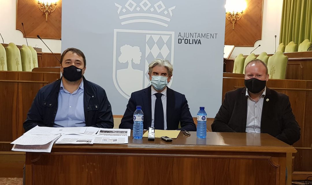 Salvador Llopis, Felipe Carrasco y Avelino Mascarell en Oliva Salvador Llopis, Felipe Carrasco y Avelino Mascarell en Oliva