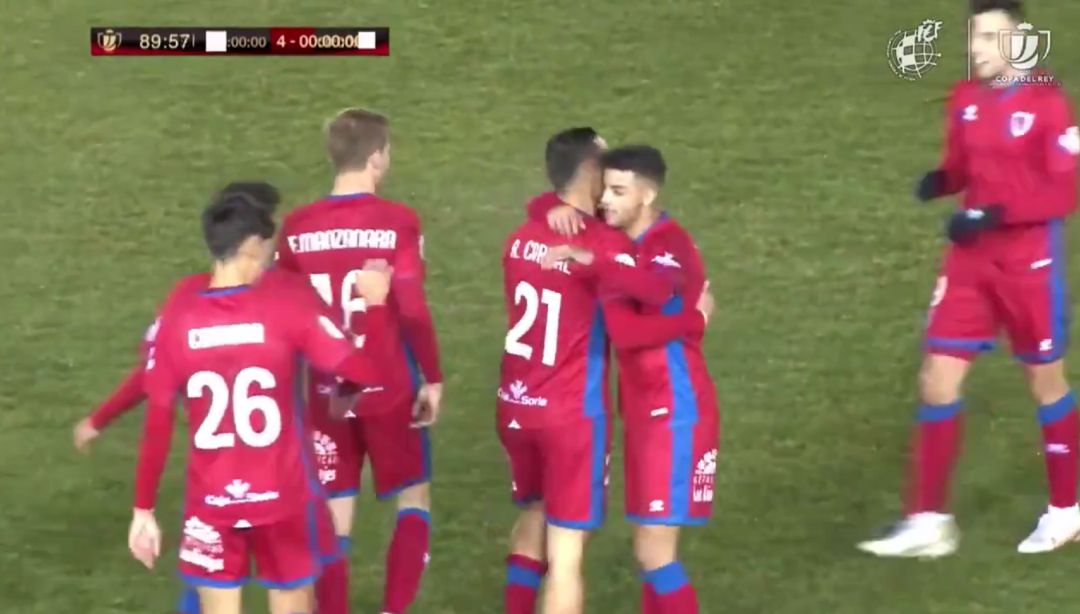 Los jugadores del Numancia celebran el cuarto gol ante el Lorca Deportiva. Los jugadores del Numancia celebran el cuarto gol ante el Lorca Deportiva.