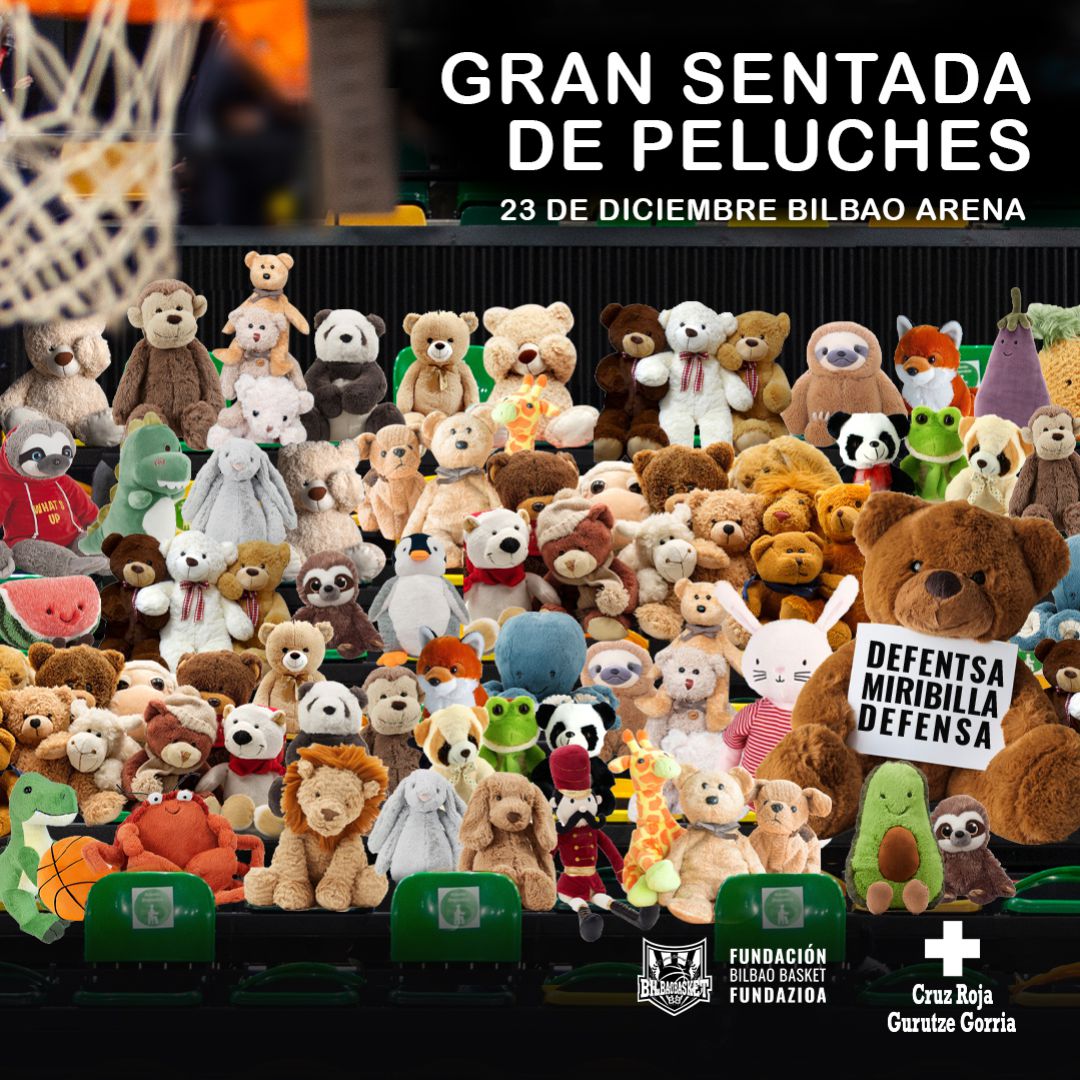 Cartel promocional de la Gran Sentada de Peluches de Bilbao Basket Cartel promocional de la Gran Sentada de Peluches de Bilbao Basket