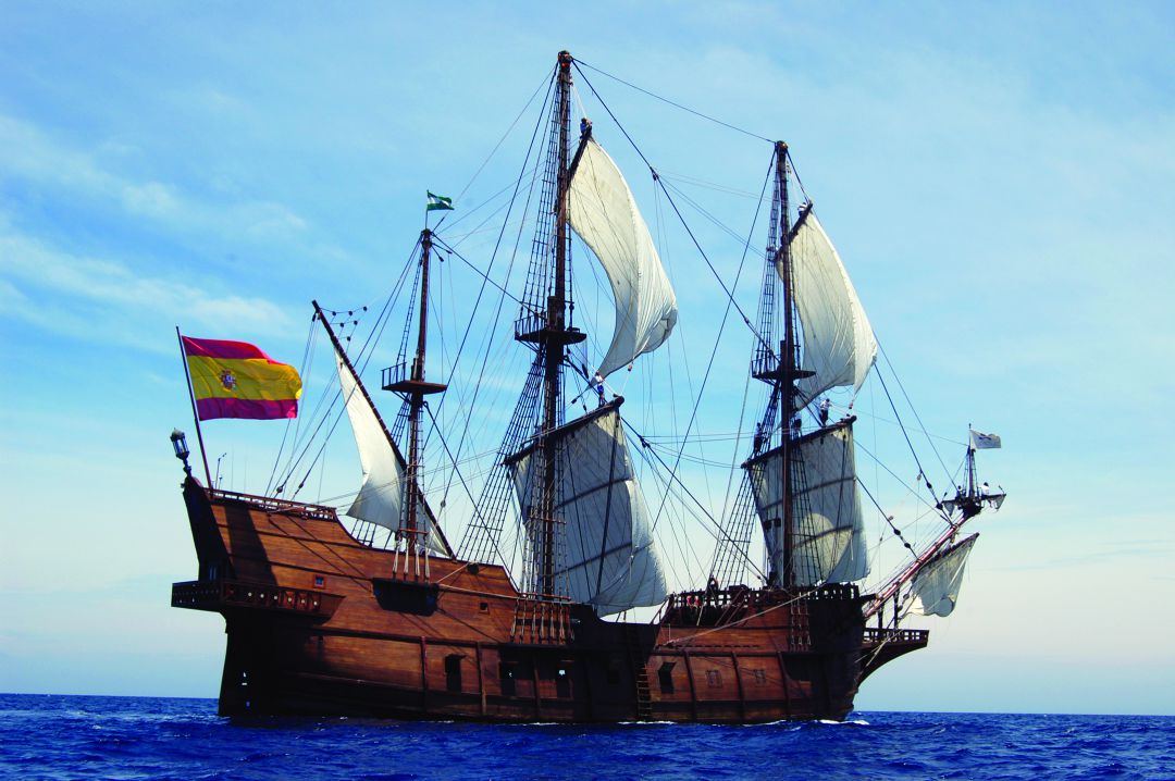 Imagen de archivo del Galeón Andalucía navegando Imagen de archivo del Galeón Andalucía navegando