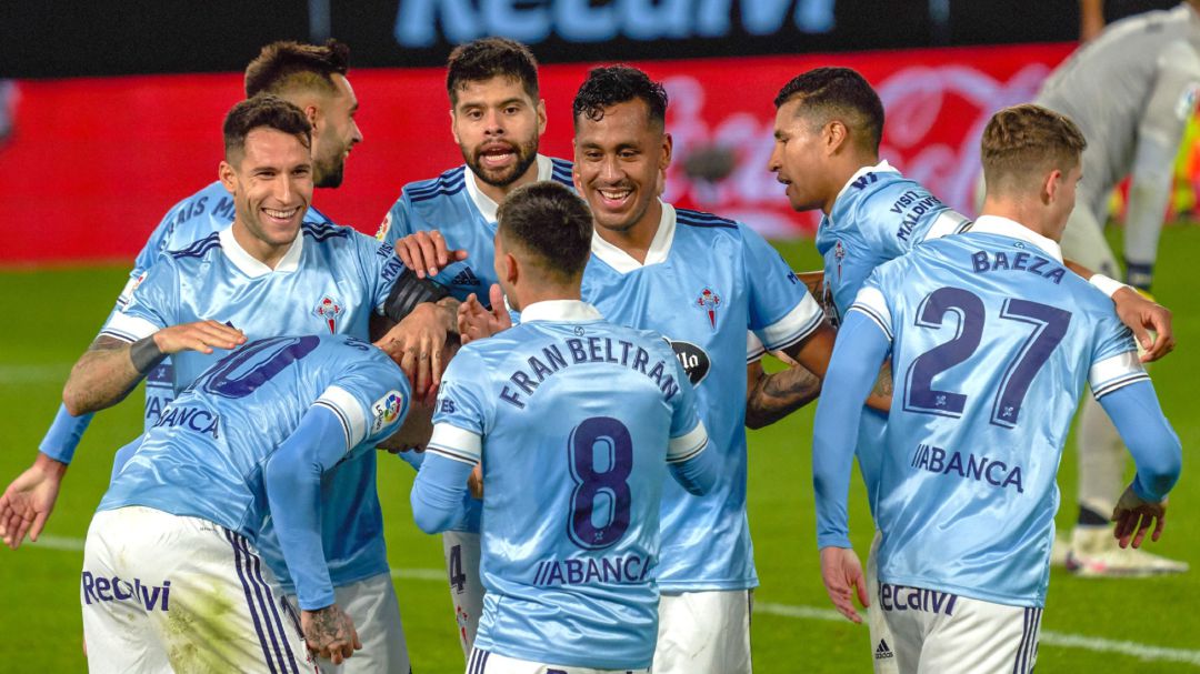 Los futbolistas del Celta celebran un gol Los futbolistas del Celta celebran un gol