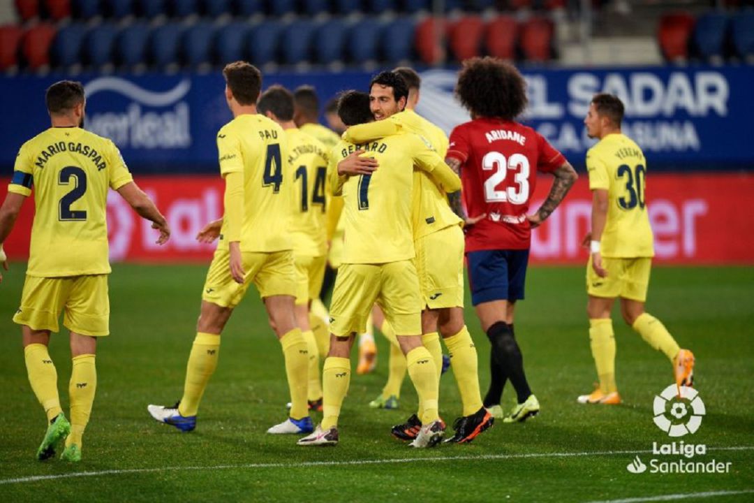 El Villarreal celebra el primero de sus goles en el Sadar El Villarreal celebra el primero de sus goles en el Sadar