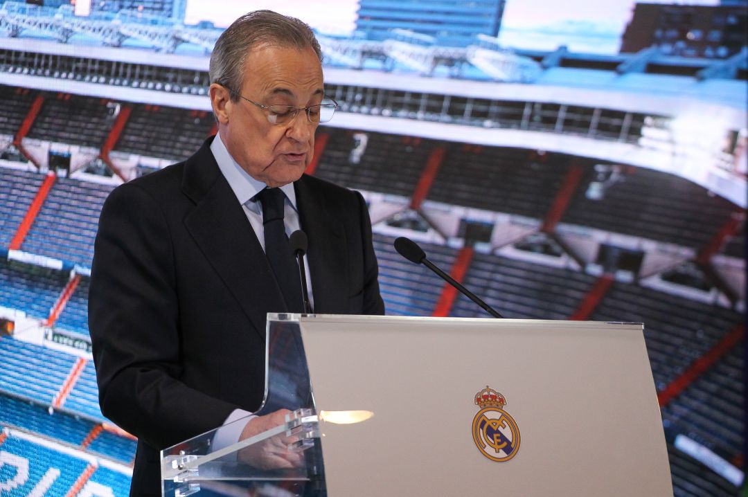 Florentino Pérez, durante la presentación de Reinier. Florentino Pérez, durante la presentación de Reinier.