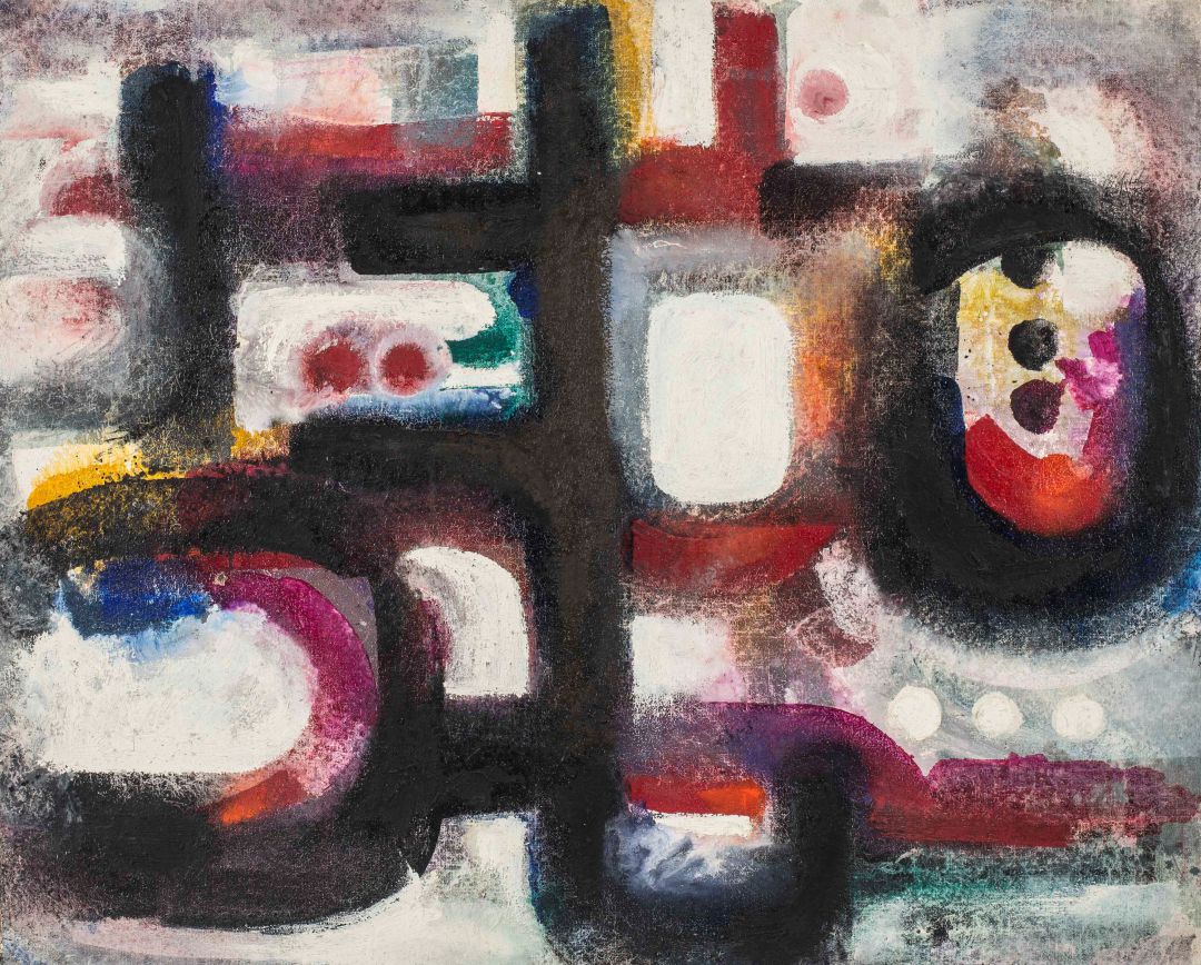 Ahmed Cherkaoui. Taliaman Rouge, 1967. Óleo sobre lienzo. 81 x 100 c. Cortesía Mathaf: Araba Museum of Mondern Art, Doha Ahmed Cherkaoui. Taliaman Rouge, 1967. Óleo sobre lienzo. 81 x 100 c. Cortesía Mathaf: Araba Museum of Mondern Art, Doha