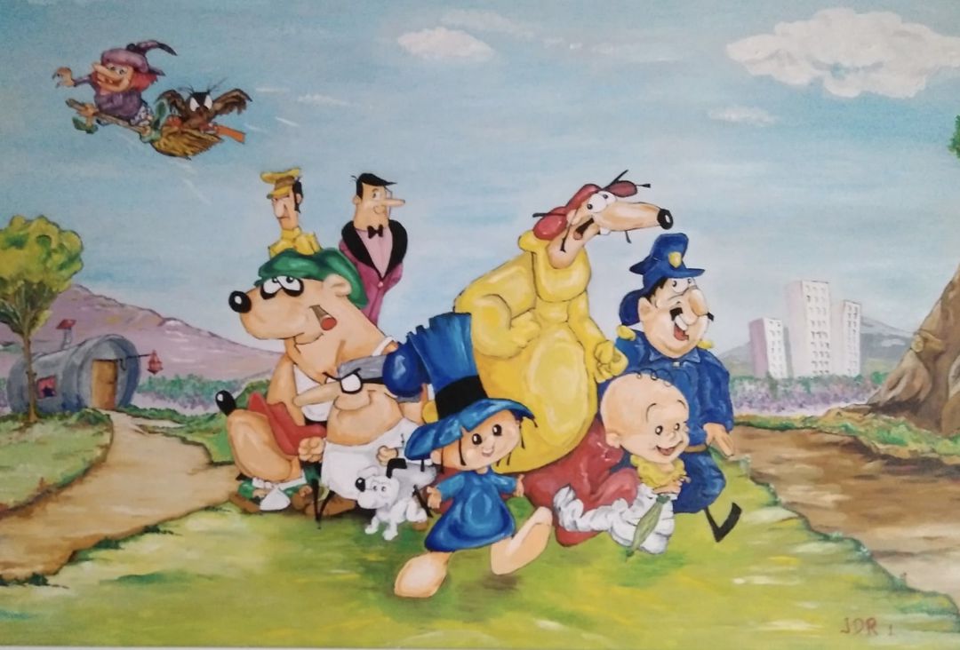 Los personajes de Ferré en uno de los cuadros de Daniel Roselli. Los personajes de Ferré en uno de los cuadros de Daniel Roselli.