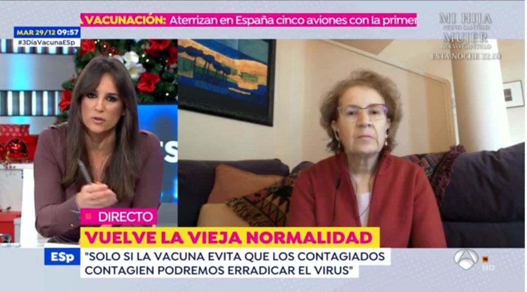 Margarita del Val, durante su conexión en directo Margarita del Val, durante su conexión en directo