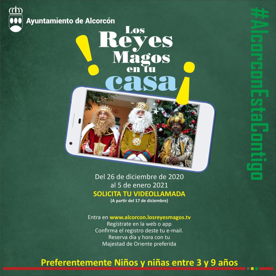 Cartel para solicitar videollamada con los Reyes Magos en Alcorcón Cartel para solicitar videollamada con los Reyes Magos en Alcorcón