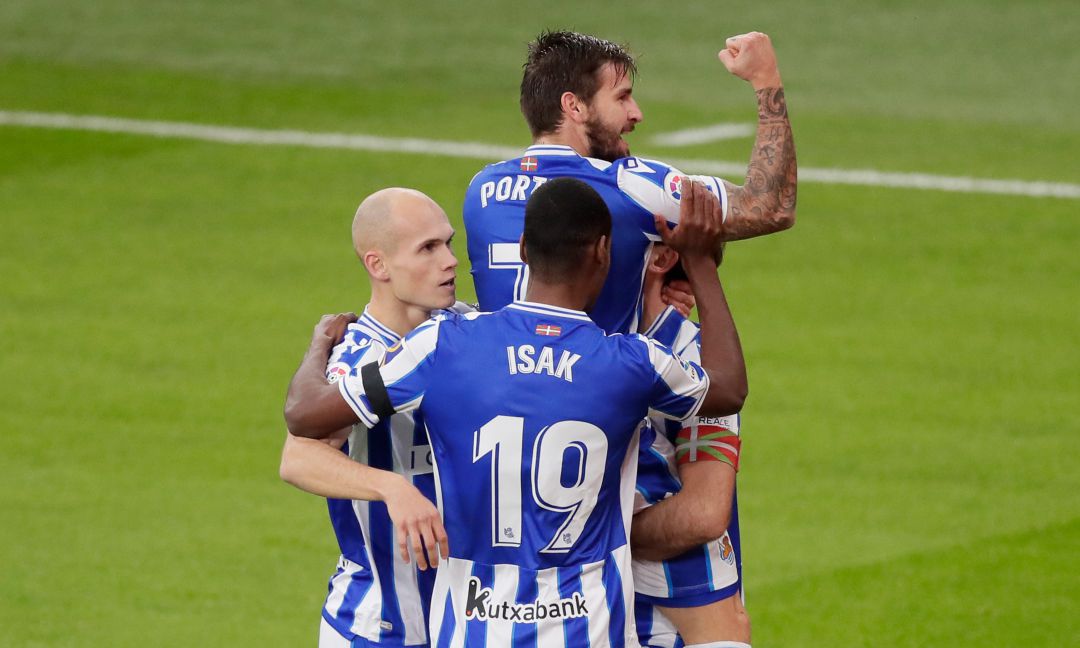 Portu celebra el gol de la Real Sociedad Portu celebra el gol de la Real Sociedad