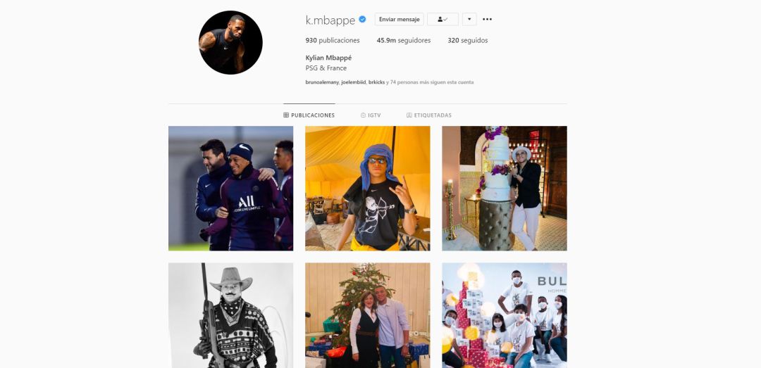 Imagen del perfil de Instagram de Mbappé Imagen del perfil de Instagram de Mbappé