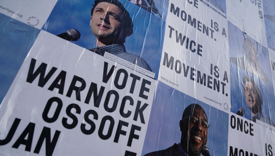 Imagen de la campaña de Warnock y Ossoff Imagen de la campaña de Warnock y Ossoff