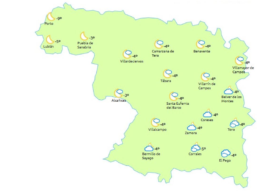 Previsión de temperaturas en la madrugada del jueves Previsión de temperaturas en la madrugada del jueves