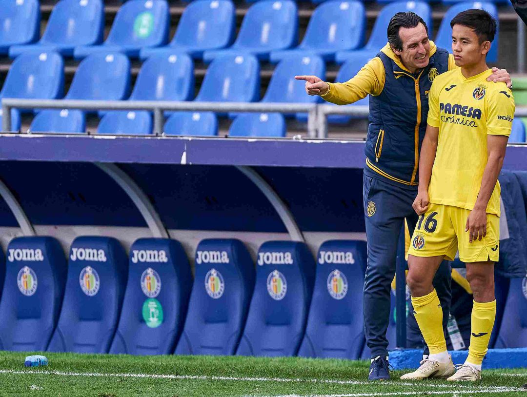 Unai Emery y Take Kubo. Unai Emery y Take Kubo.