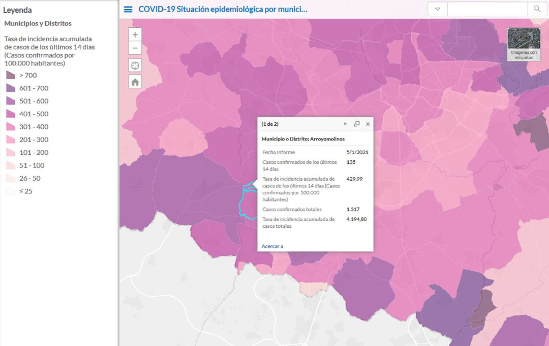 Situación epidemiológica de Arroyomolinos, uno de los municipios confinados Situación epidemiológica de Arroyomolinos, uno de los municipios confinados