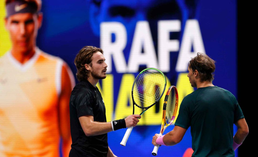 Tsitsipas y Nadal, en un partido en las ATP Finals. Tsitsipas y Nadal, en un partido en las ATP Finals.