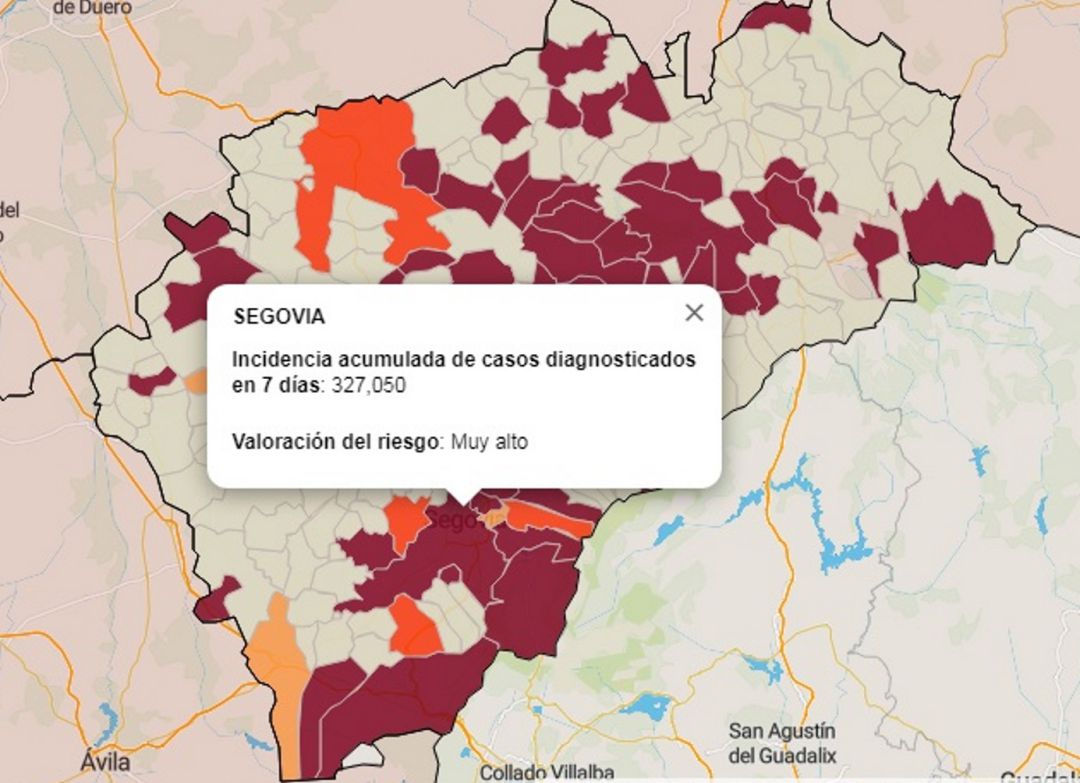 Mapa de incidencia de Covid 19 en la provincia de Segovia a fecha de hoy Mapa de incidencia de Covid 19 en la provincia de Segovia a fecha de hoy