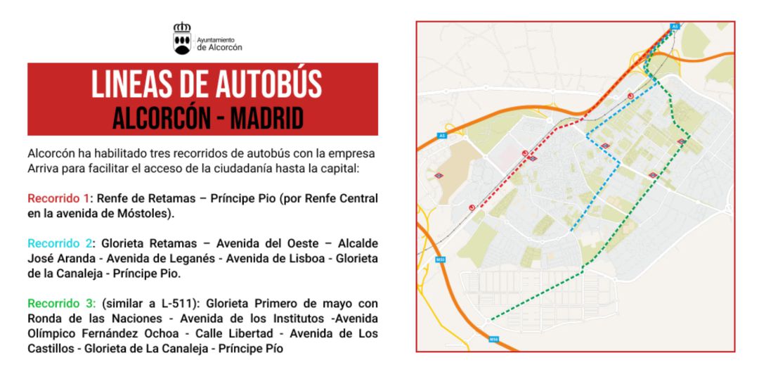 Recorridos de las líneas de autobús de Alcorcón Recorridos de las líneas de autobús de Alcorcón