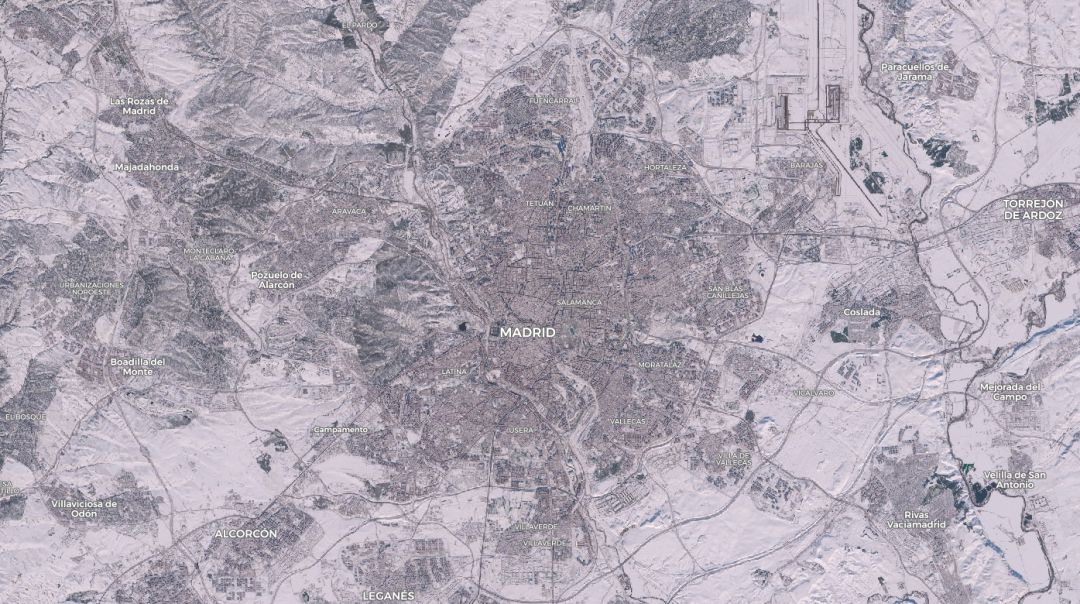 Madrid a vista de satélite. Madrid a vista de satélite.