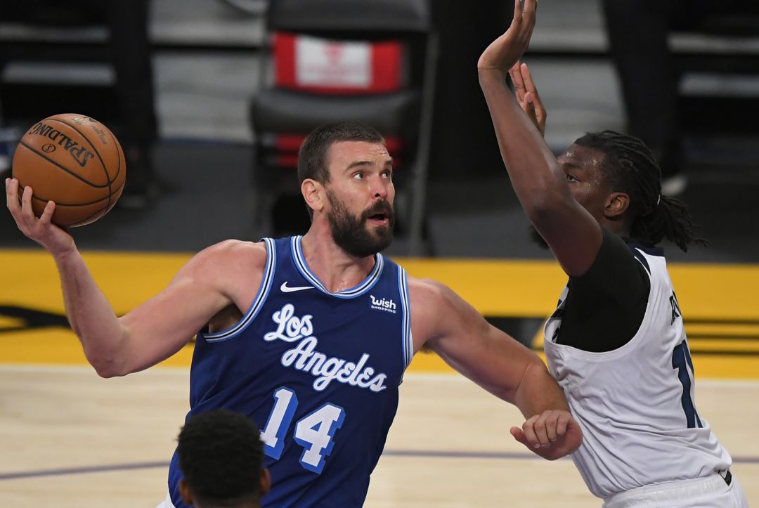 Marc Gasol, en un partido de los Lakers. Marc Gasol, en un partido de los Lakers.