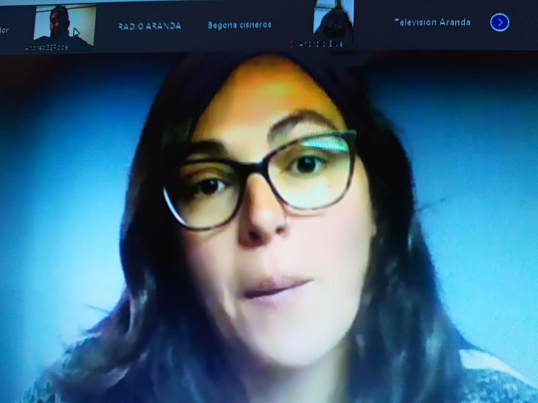 Laura Domínguez en su comparecia telemática para dar a conocer las enmiendas Laura Domínguez en su comparecia telemática para dar a conocer las enmiendas