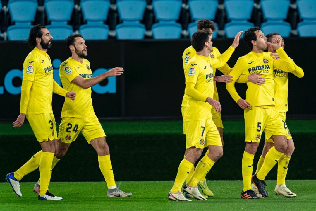 Los jugadores del Villarreal, celebrando un gol. Los jugadores del Villarreal, celebrando un gol.