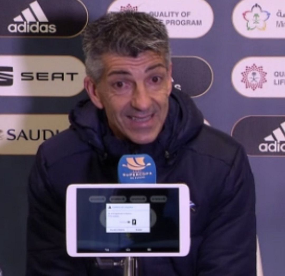 Imanol Alguacil en la rueda de prensa previa a la semifinal de la Supercopa en Córdoba Imanol Alguacil en la rueda de prensa previa a la semifinal de la Supercopa en Córdoba
