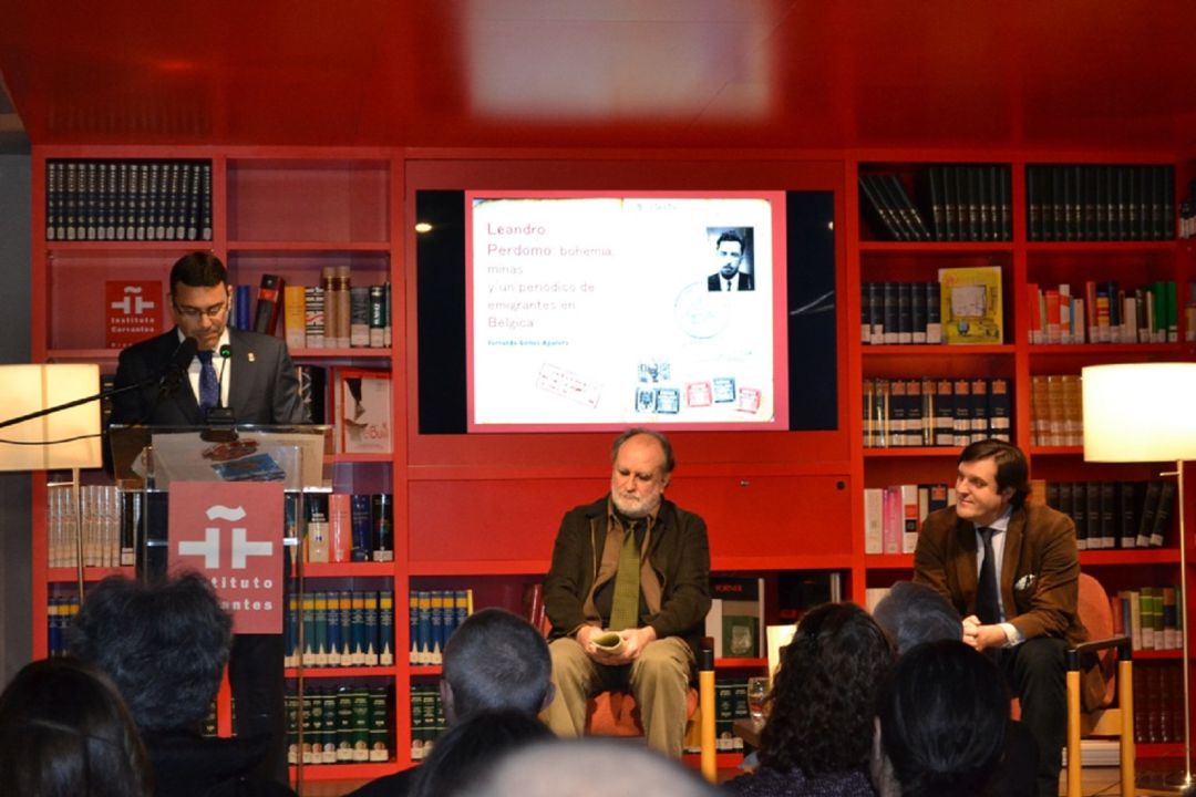 Acto que el Instituto Cervantes de Bruselas dedicó a Leandro Perdomo en 2017. Acto que el Instituto Cervantes de Bruselas dedicó a Leandro Perdomo en 2017.