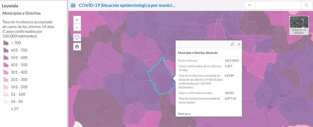 Mapa de la situacióon epidemiológica de Alcorcón Mapa de la situacióon epidemiológica de Alcorcón