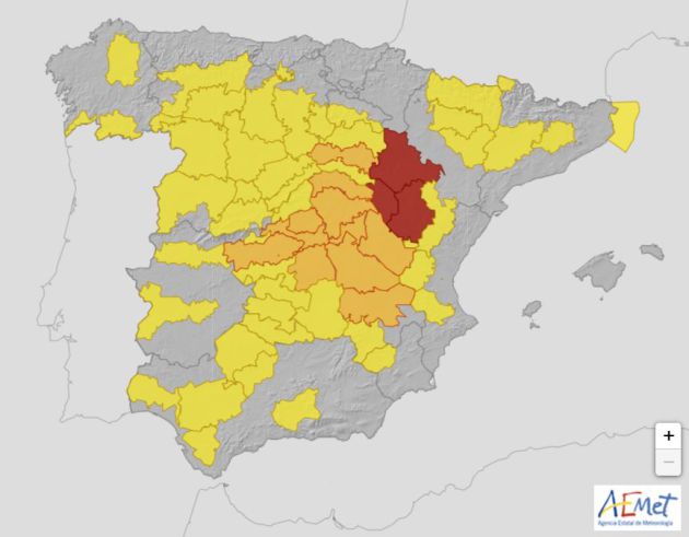Avisos rojos por frío extremo en zonas de Teruel y Guadalajara. Avisos rojos por frío extremo en zonas de Teruel y Guadalajara.