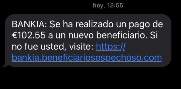 Así es el mensaje fraudulento. Así es el mensaje fraudulento.