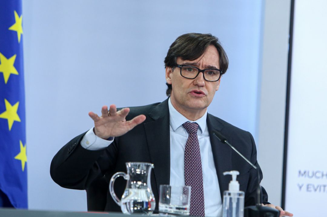 El ministro de Sanidad, Salvador Illa durante una rueda de prensa convocada ante los medios posterior al Consejo de Ministros. El ministro de Sanidad, Salvador Illa durante una rueda de prensa convocada ante los medios posterior al Consejo de Ministros.