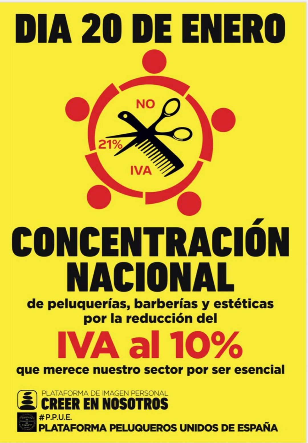 Movilización para pedir baja del IVA en el sector de las peluquerías Movilización para pedir baja del IVA en el sector de las peluquerías