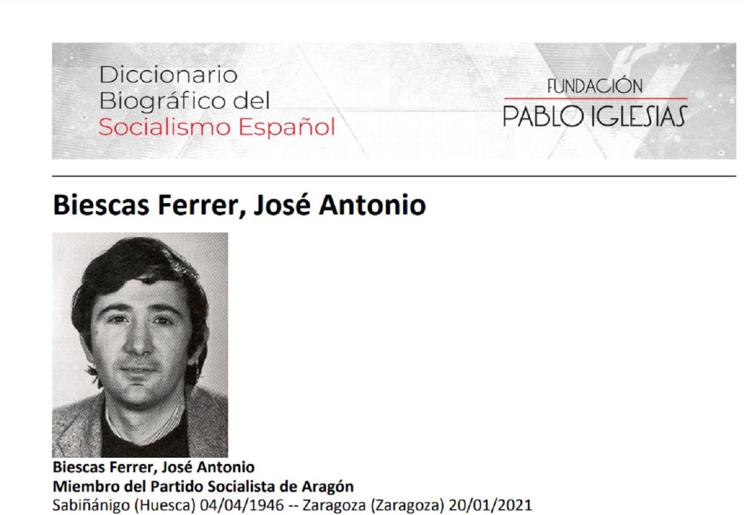 Ficha de José Antonio Biescas en la Fundación Pablo Iglesias Ficha de José Antonio Biescas en la Fundación Pablo Iglesias