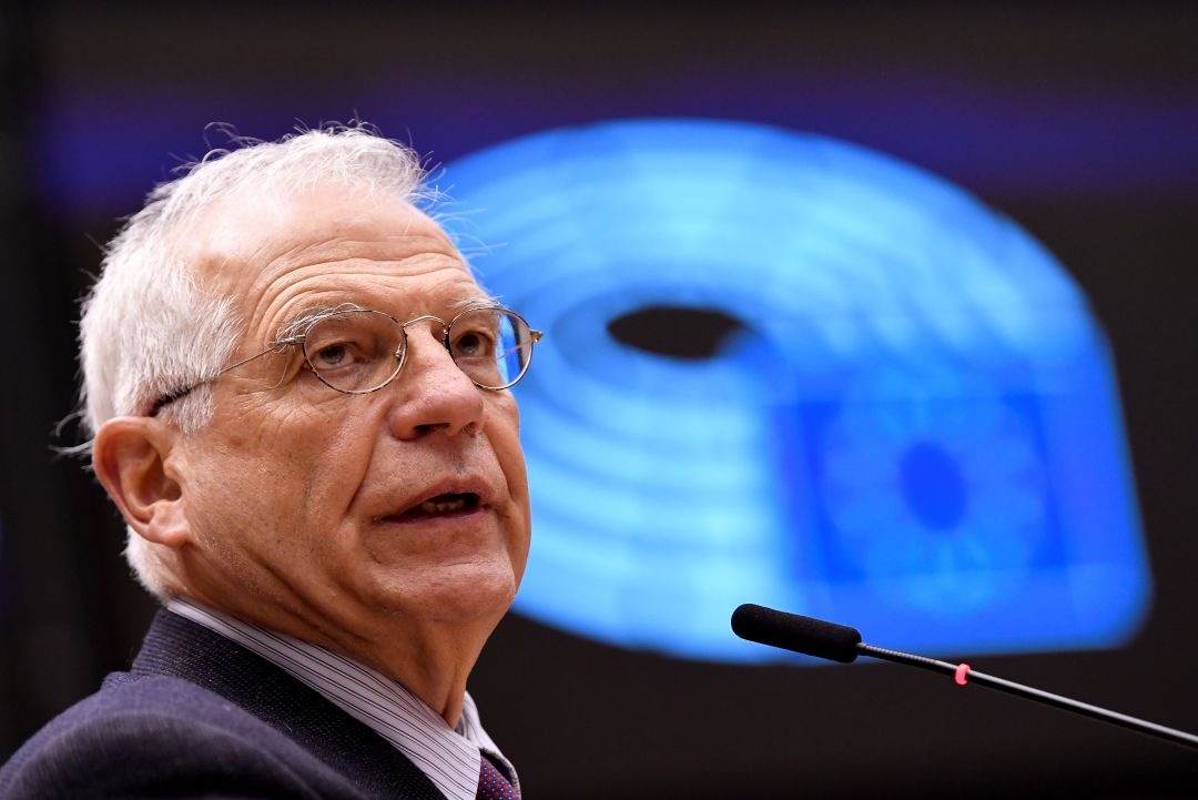 Josep Borrell, durante un discurso dedicado a la detención del opositor ruso Alexei Navalny, el pasado martes. Josep Borrell, durante un discurso dedicado a la detención del opositor ruso Alexei Navalny, el pasado martes.