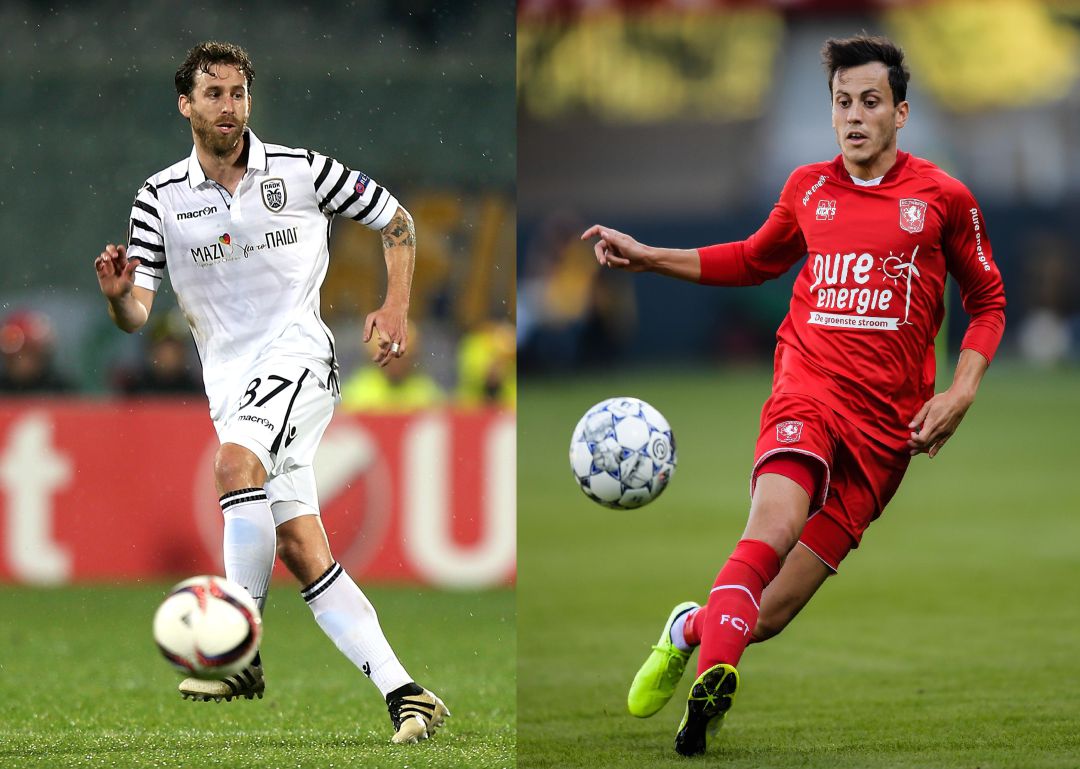 José Alberto Cañas, con la camiseta del PAOK, y Javier Espinosa, con la del Twente José Alberto Cañas, con la camiseta del PAOK, y Javier Espinosa, con la del Twente