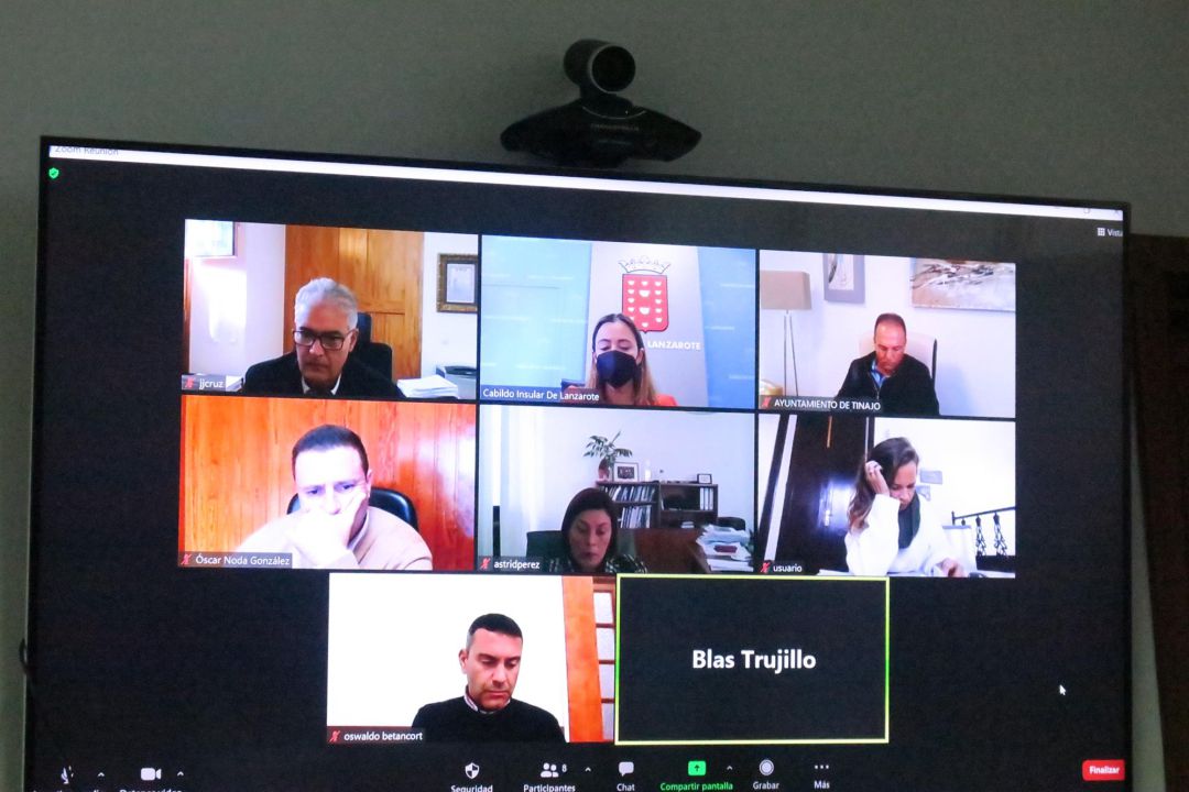Un momento de la reunión telemática del consejero de Sanidad del Gobierno de Canarias con la Mesa Insular de coordinación de Lanzarote. Un momento de la reunión telemática del consejero de Sanidad del Gobierno de Canarias con la Mesa Insular de coordinación de Lanzarote.