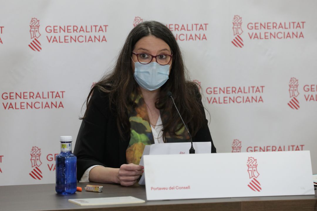 Mónica Oltra durante la rueda de prensa en Distrito Digital Mónica Oltra durante la rueda de prensa en Distrito Digital