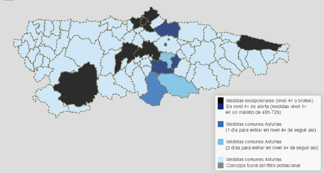 Mapa de medidas por concejos (21 de Enero de 2021) Mapa de medidas por concejos (21 de Enero de 2021)