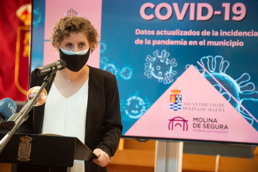 La alcaldesa socialista de Molina de Segura, Esther Clavero, durante una rueda de prensa, en Murcia (España), a 21 de enero de 2021 La alcaldesa socialista de Molina de Segura, Esther Clavero, durante una rueda de prensa, en Murcia (España), a 21 de enero de 2021