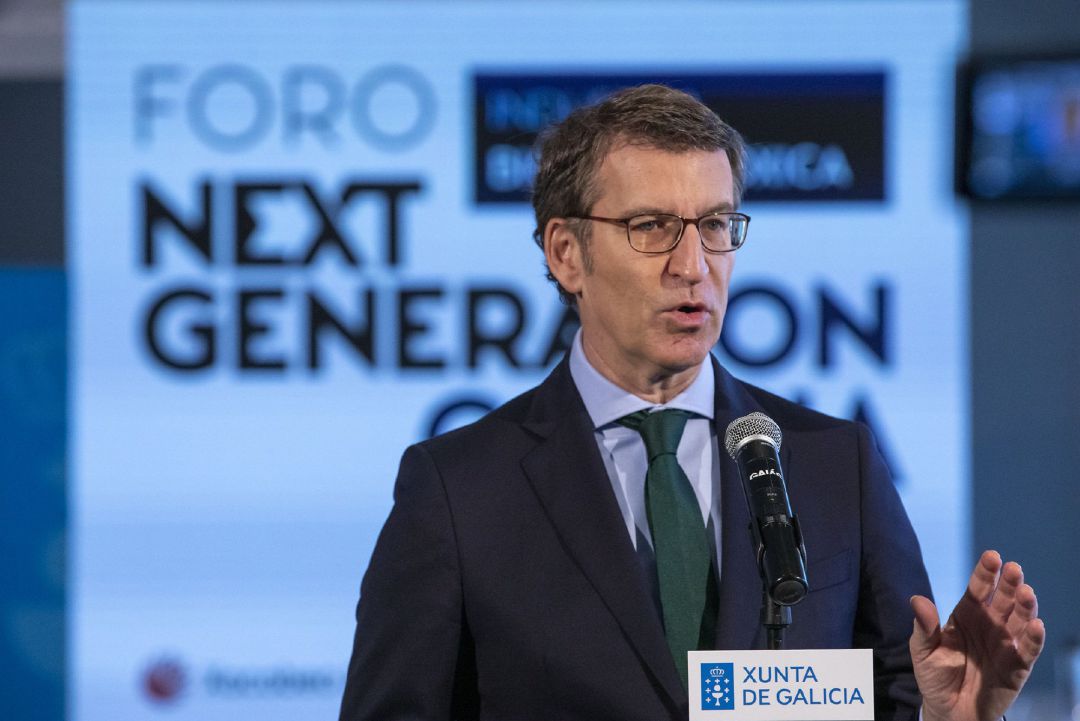 El presidente de la Xunta, Alberto Núñez Feijóo, en una intervención antes del foro 'Next Generation'. El presidente de la Xunta, Alberto Núñez Feijóo, en una intervención antes del foro 'Next Generation'.
