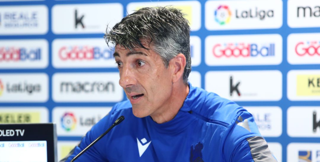 Imanol en una rueda de prensa en Zubieta Imanol en una rueda de prensa en Zubieta