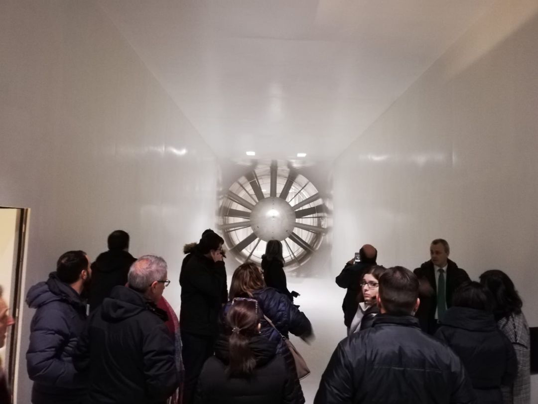 El túnel del viento de Epsilon Euskadi durante una visita de las Juntas Generales en 2019 El túnel del viento de Epsilon Euskadi durante una visita de las Juntas Generales en 2019