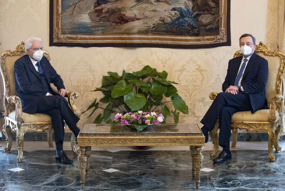 Sergio Mattarella recibe a Mario Draghi. Sergio Mattarella recibe a Mario Draghi.