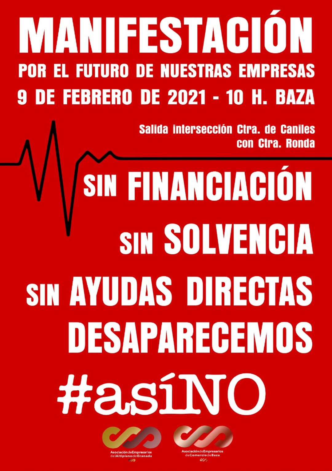 Cartel de la convocatoria de la manifestación de los empresarios bastetanos para el 9 de febrero de 2021 Cartel de la convocatoria de la manifestación de los empresarios bastetanos para el 9 de febrero de 2021